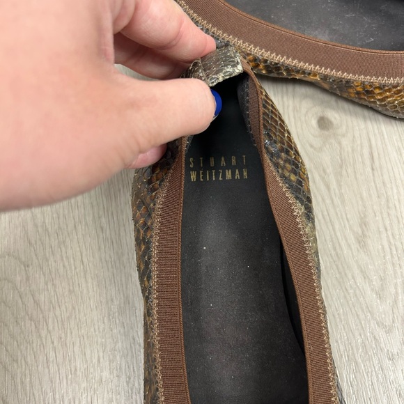 Stuart Weitzman Green Python Embossed Ballet Flats‎ - Picture 4 of 5